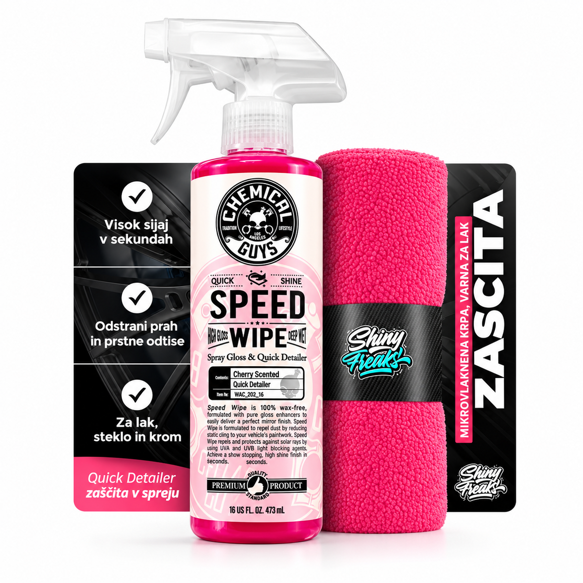 Chemical Guys Speed Wipe 473 ml + krpa – komplet za hitro nego laka