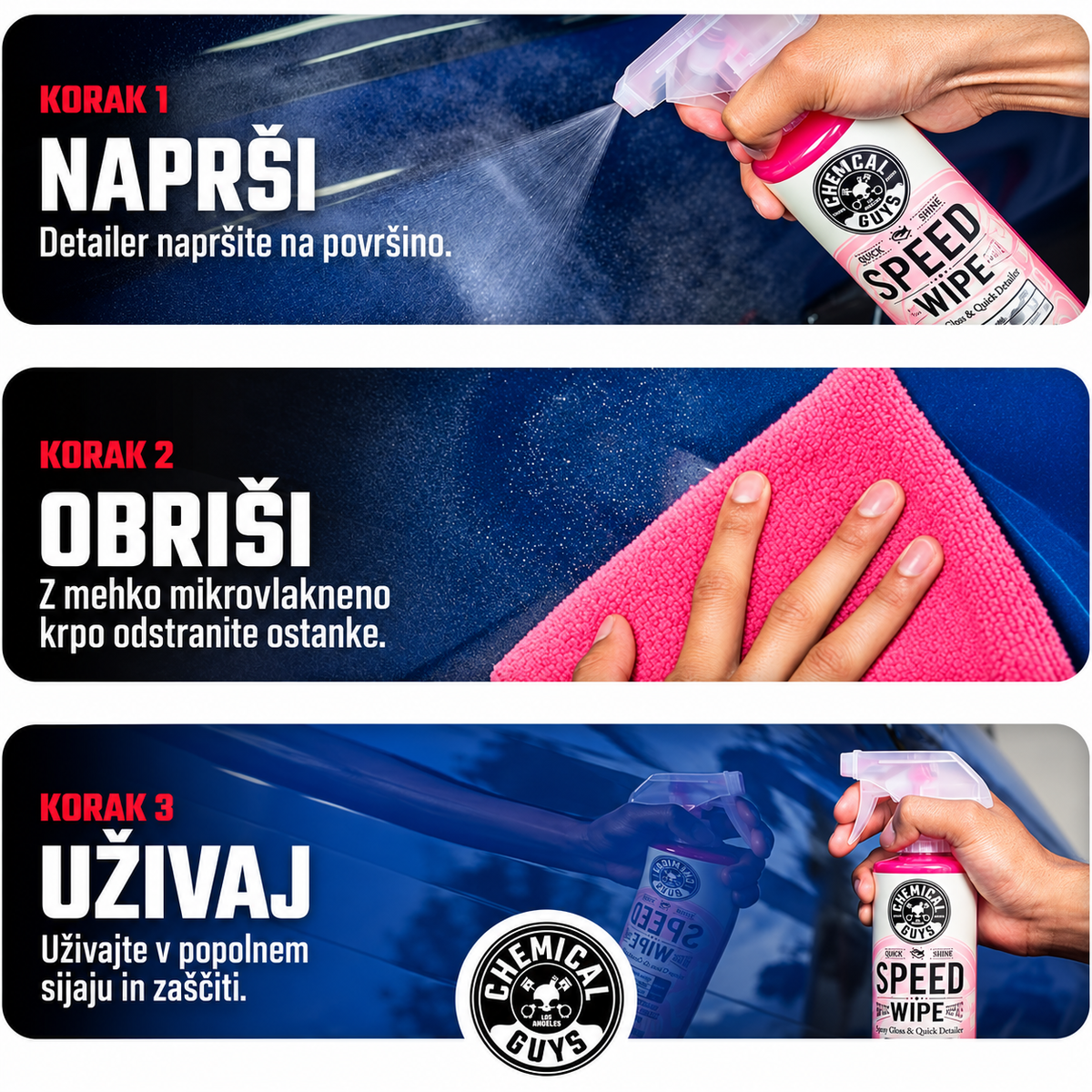 Chemical Guys Speed Wipe 473 ml + krpa – komplet za hitro nego laka