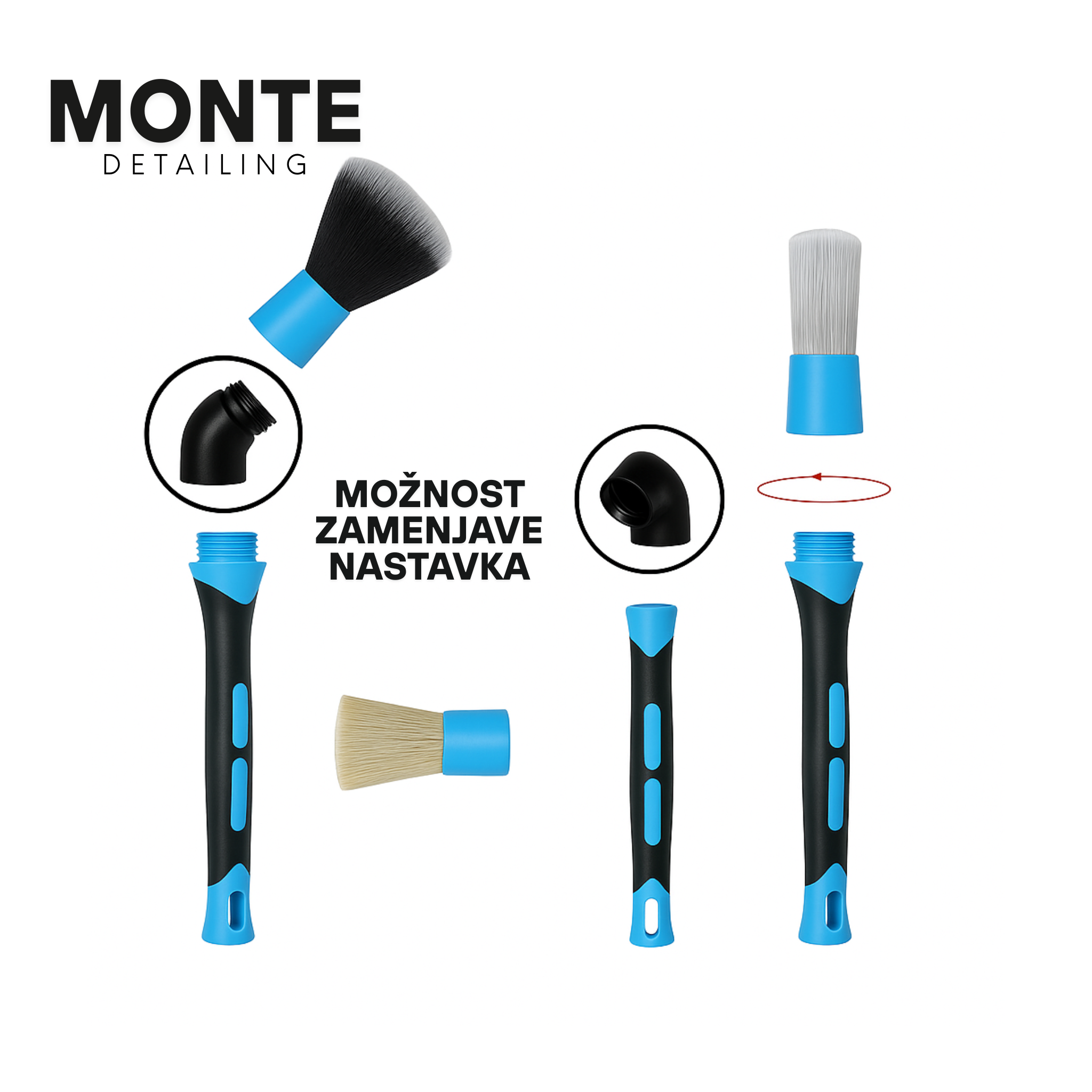 MONTE Detailing Brush 3pcs 24cm + Nastavek